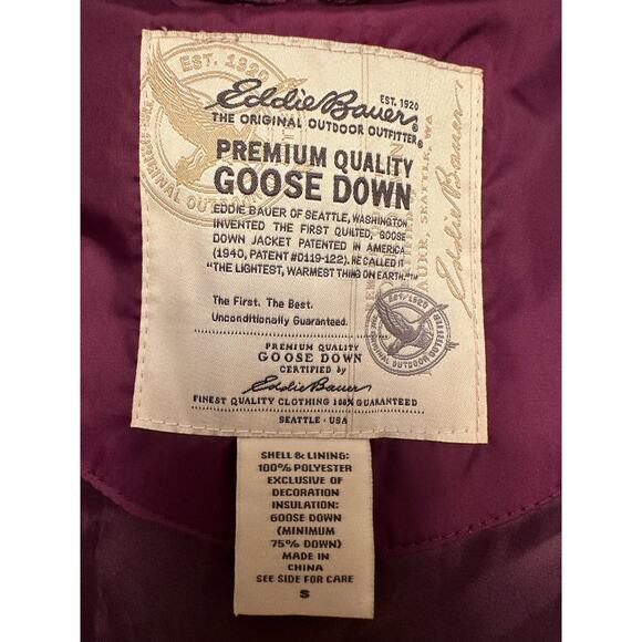 Eddie Bauer Womens Premium Goose Down Puffer Vest Plum Purple Sz Small - Picture 7 of 8